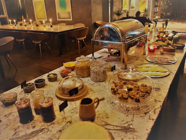 The breakfast buffet at 360 Hotel.