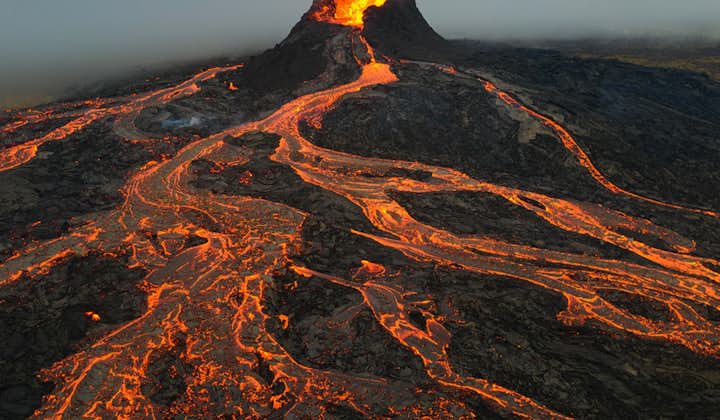 Fagradalsfjall Volcano erupts into flames in Iceland.