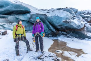 A pair of travellers on Falljokull Glacier.