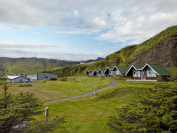 The Vik Cottages are similar to turf houses in their style.
