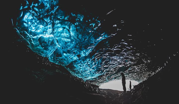 The inside of an ice cave in Iceland.