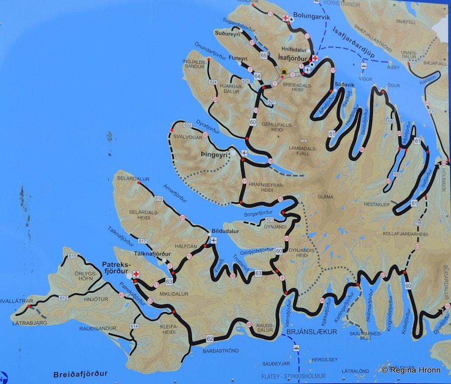 A map of the Westfjords
