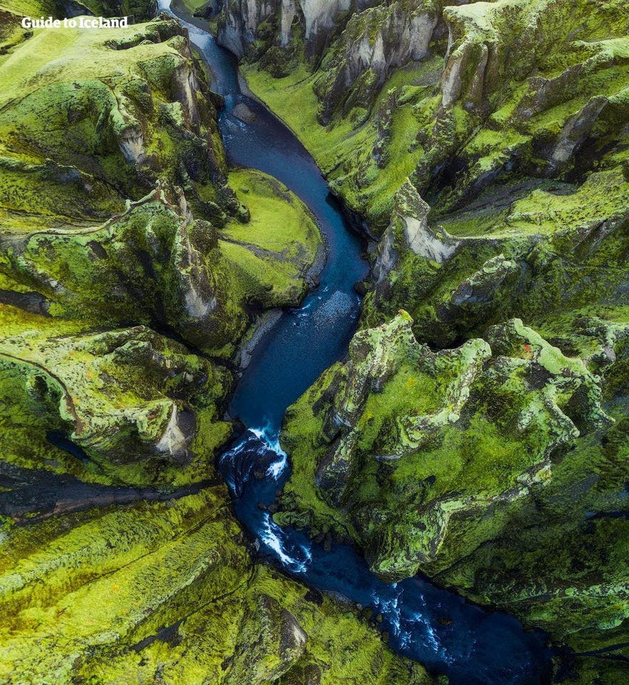 Fjadrargljufur is a verdant canyon in Iceland.