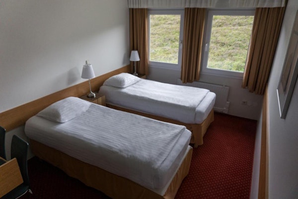 Hotel Skaftafell has comfy twin rooms.