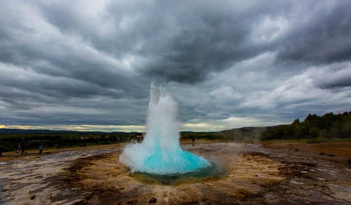 Strokkur erupts in Iceland on the Golden Circle.