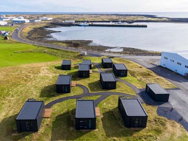 An aerial perspective on the Harbour View Cottages.
