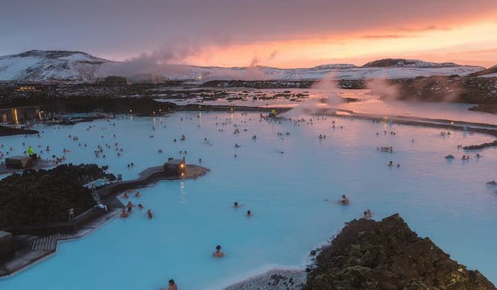 The sun sets over the Blue Lagoon.