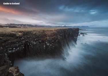 Arnarstapi in west Iceland has some beautiful cliffs.