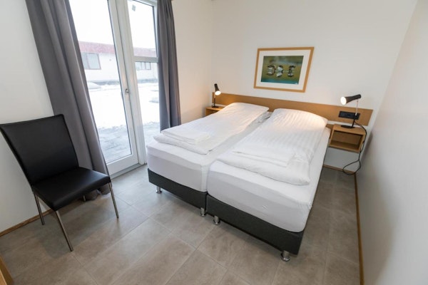 The Hrimland Apartments have spacious, comfortable double bedrooms.