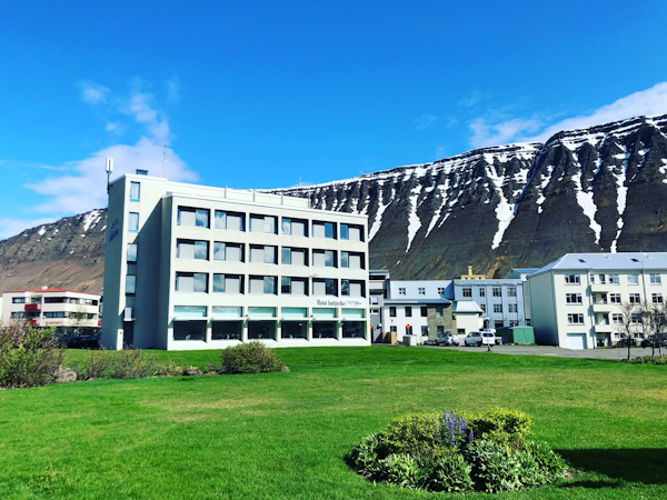 Hotel Isafjordur Torg on a summer's day.