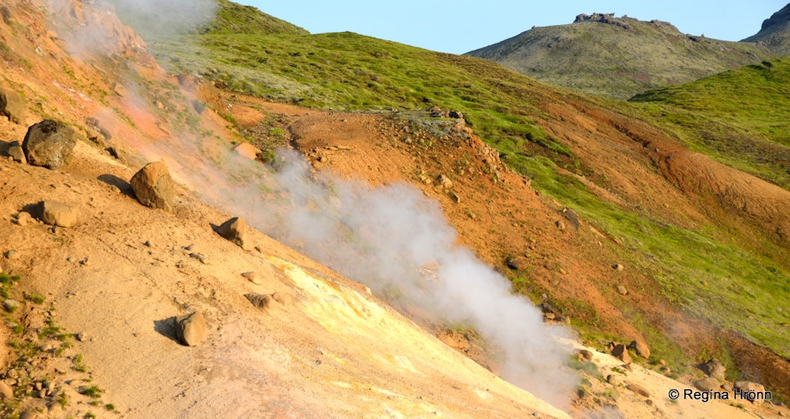 The colourful Geothermal Areas by Mt. Ölkelduhnúkur and Ölkelduháls in South Iceland