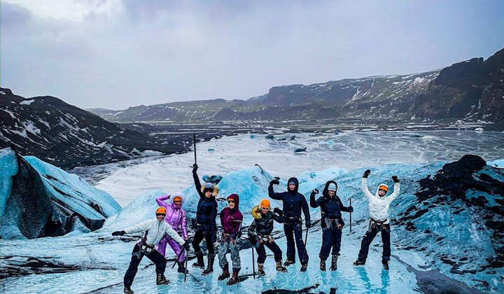 A stunning view of the South Coast rewards hikers who conquered the Solheimajokull glacier.
