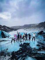 A group of hikers on the Solheimajokull glacier, the final stop of this two-day tour of Iceland's South Coast.