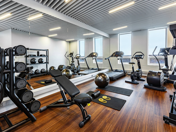 The fully-equipped gym at the Courtyard by Marriott Reykjavik Keflavik Airport.