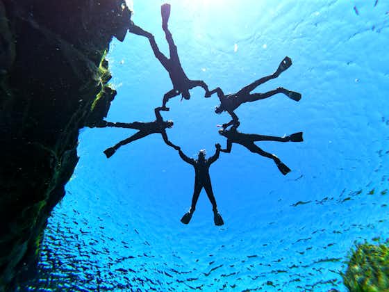 The clear waters of the Silfra Fissure provide incredible underwater photo opportunities.