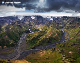 A stunning view of the unique landscapes of Thorsmork valley.