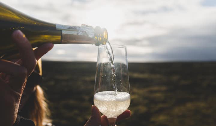 Enjoy a glass of wine with a helicopter ride in Iceland.