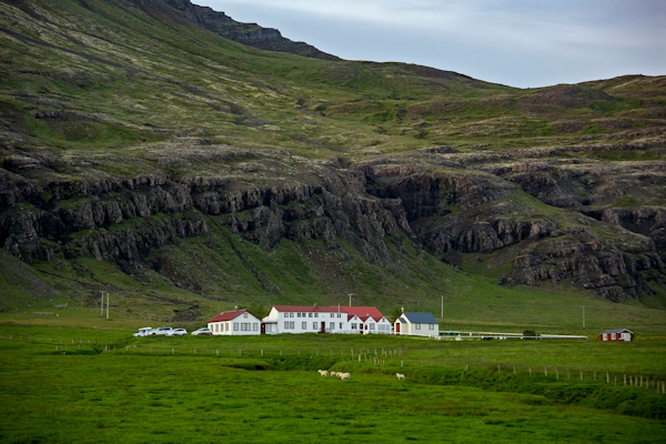 Berunes HI Hostel nestled in East Iceland's scenic mountains.