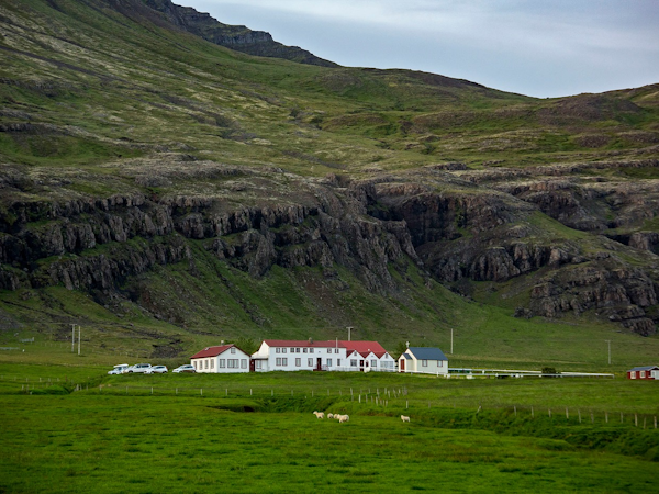 Berunes HI Hostel nestled in East Iceland's scenic mountains.