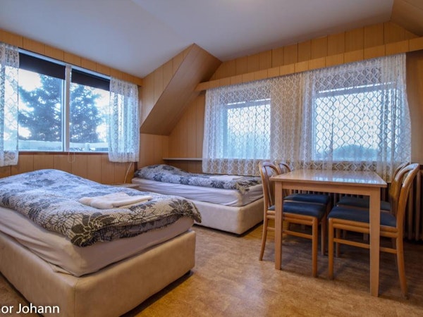 Hotel Hjardarbol offers affordable rooms and beds for families.