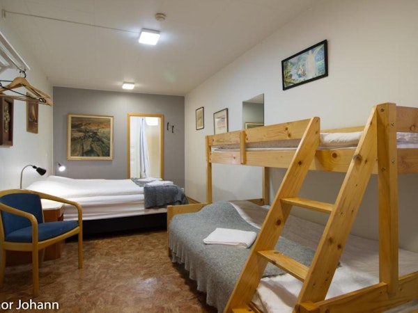 Hotel Hjardarbol's spacious room is perfect for groups of friends.