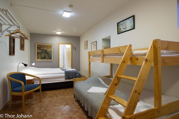 Hotel Hjardarbol's spacious room is perfect for groups of friends.