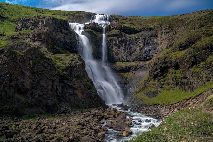 The stunning Rjukandi waterfall is one of the tallest waterfalls in Iceland.