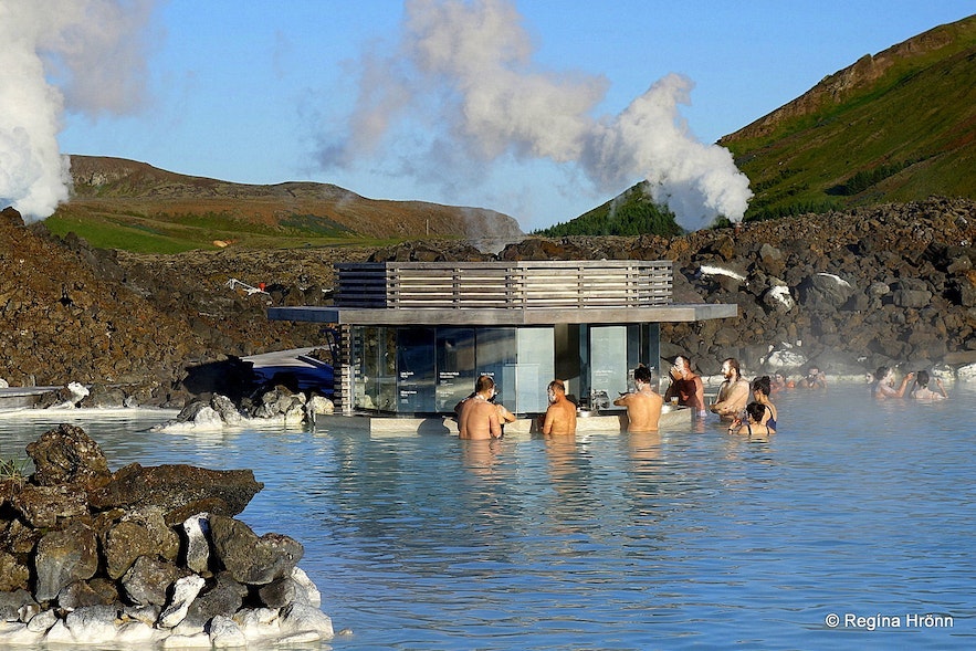 Visitors to the Blue Lagoon enjoy a soak.