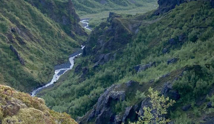 A river winding through a mountainous landscape in Iceland.