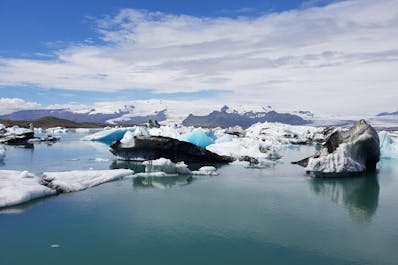 There are thousands of floating icebergs in Jokulsarlon glacier lagoon.
