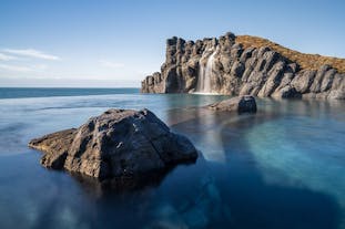 The beautiful Sky Lagoon is nestled in a cliff near Reykjavik's city center.