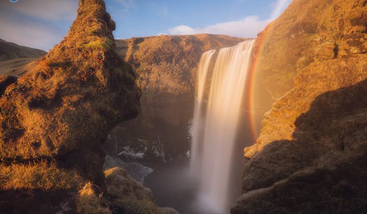 Skogafoss waterfall in Iceland's South Coast region is one of the most popular waterfalls in the country.