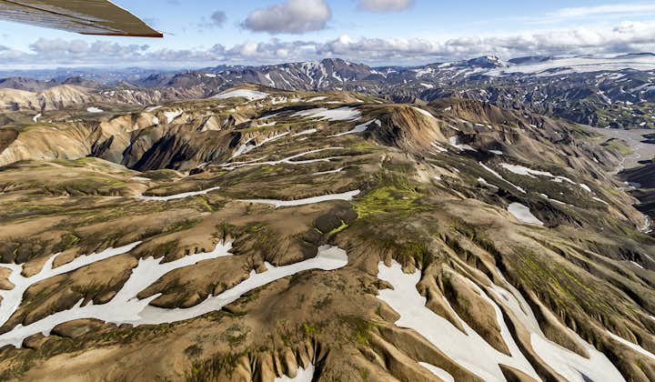 Flightseeing over Landmannalaugar is the only true way to understand the region's wild expanse.