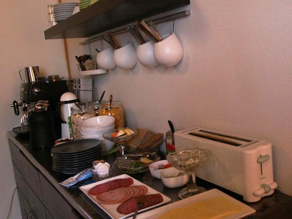 The property puts on a breakfast buffet in the main guesthouse each morning.