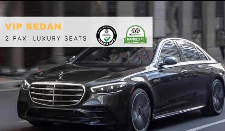 Passengers will enjoy a luxury 45-minute private airport transfer in a Mercedes S500 class.