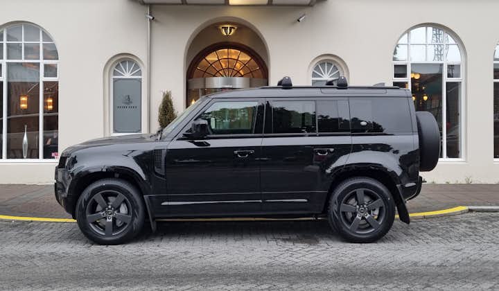 A top-of-the-range Land Rover Defender will be your transportation for this private transfer to the airport.