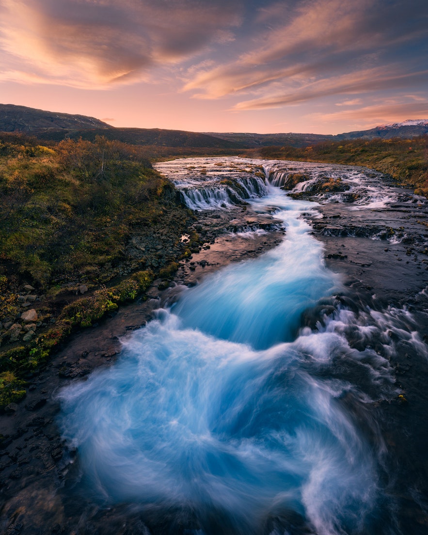 Bruarfoss waterfall in Southwest Iceland