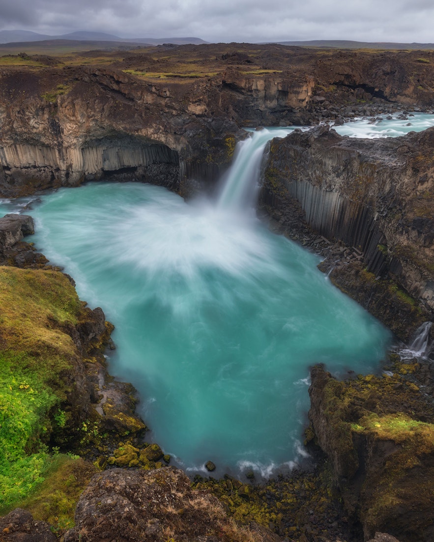 Aldeyjarfoss waterfall in the summer in Iceland