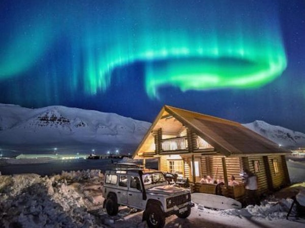 Brimnes Cabins' location allows for northern lights viewing during winter.