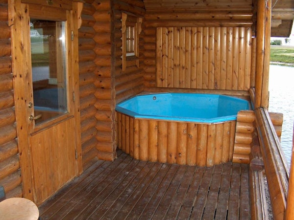 Brimnes Cabins' hot tub is perfect for relaxing after a tiring day.