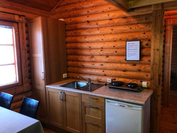 Brimnes Cabins' guests can use its kitchenette to cook their own food.