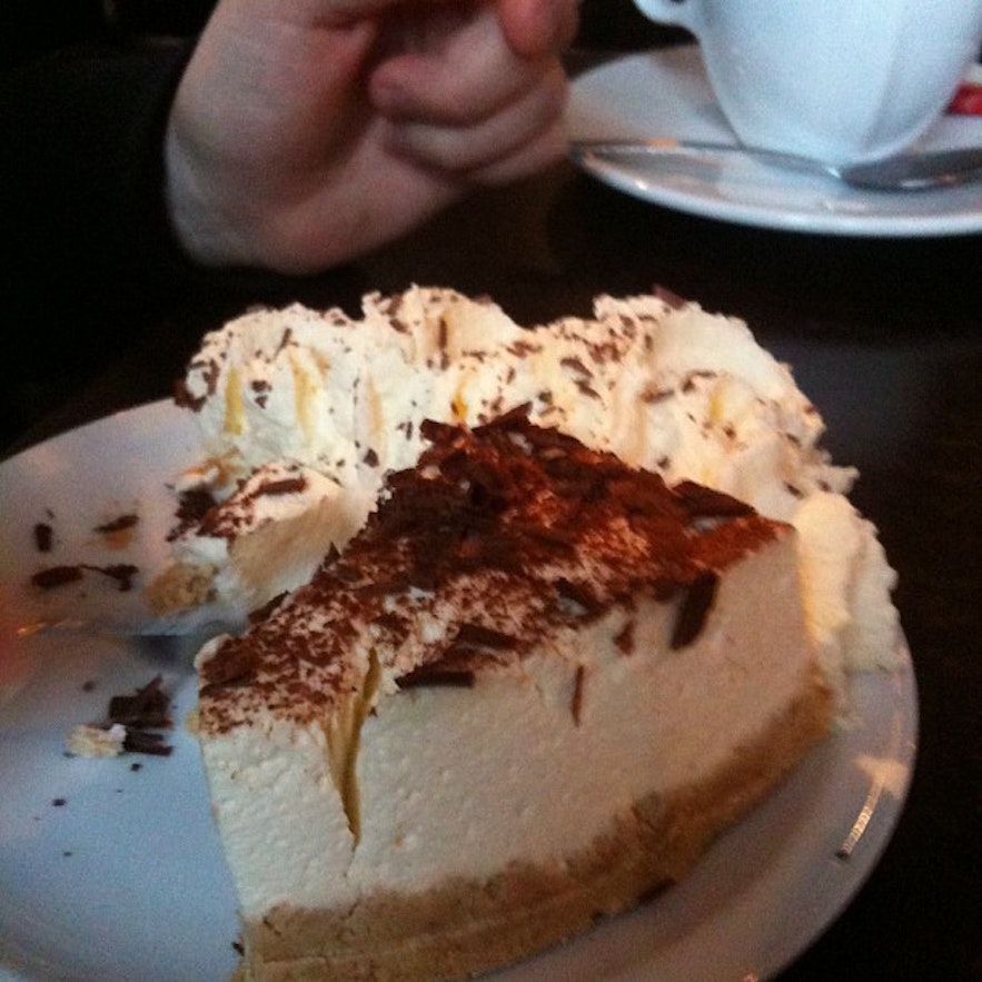 A skyr cake with a chocolate topping in Iceland.