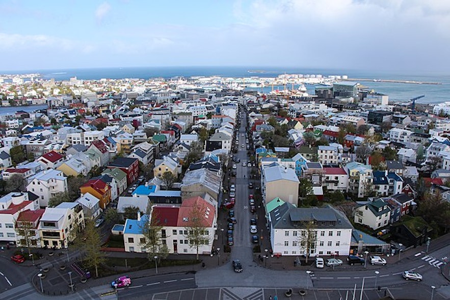 The city of Reykjavik as seen from above.