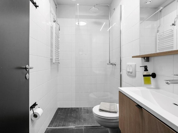 Hotel Vera's private bathrooms are comfortable and modern.
