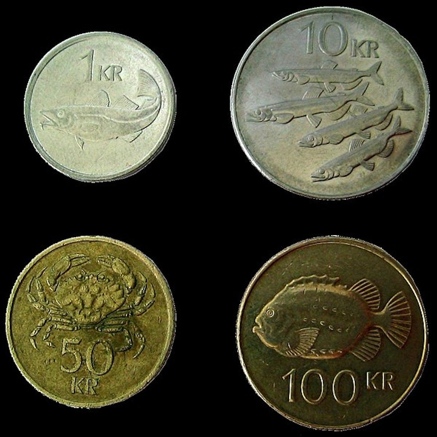 Iceland's currency's coins.