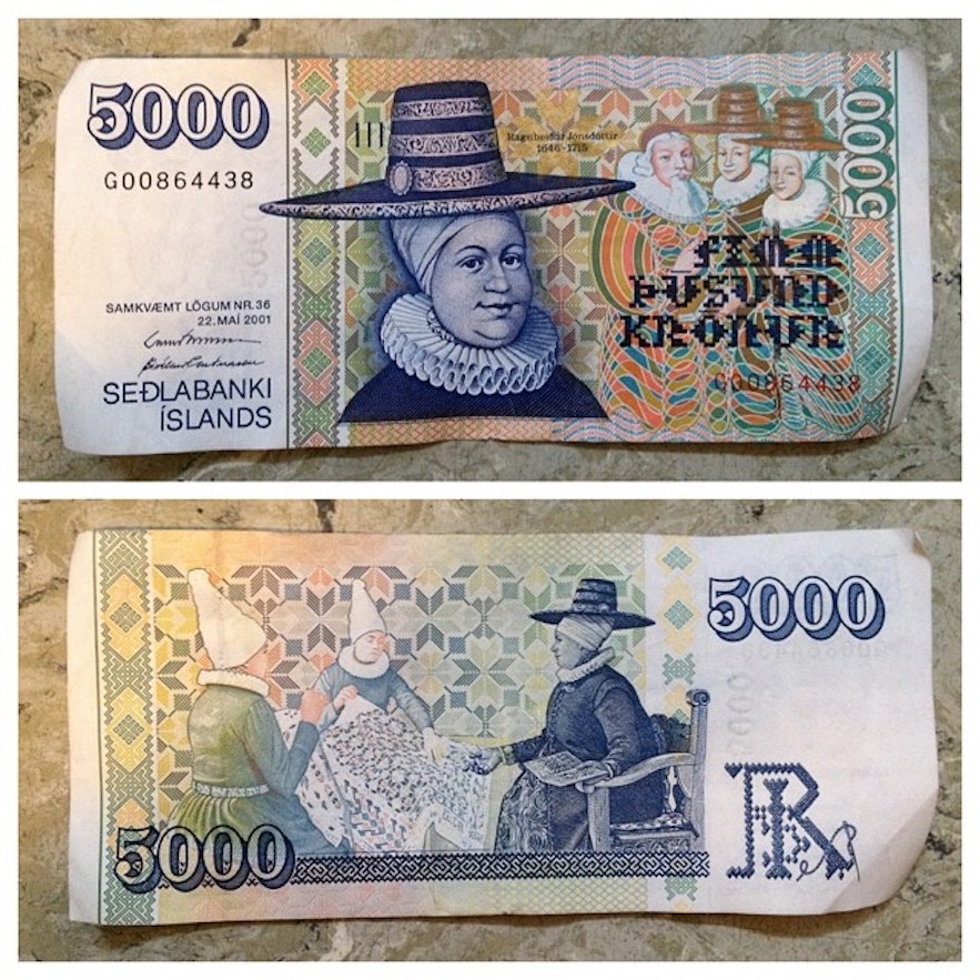 Regnheidur Jonsdottir gracing Iceland's currency. 