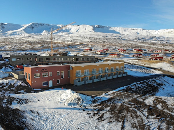 Hotel Halond is located at the base of Hlidarfjall mountain.