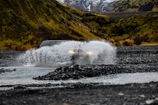 Embark on a super jeep tour in Iceland and cross diverse terrain with rivers.