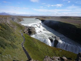 Gullfoss, as seen from above, is one of the most famous features in Iceland.