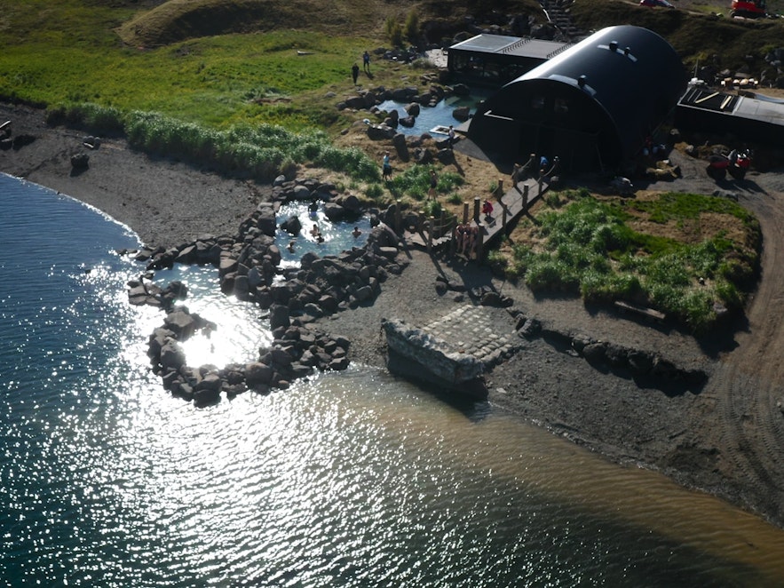 Hvammsvik Hot Springs in Hvalfjordur bay, Iceland